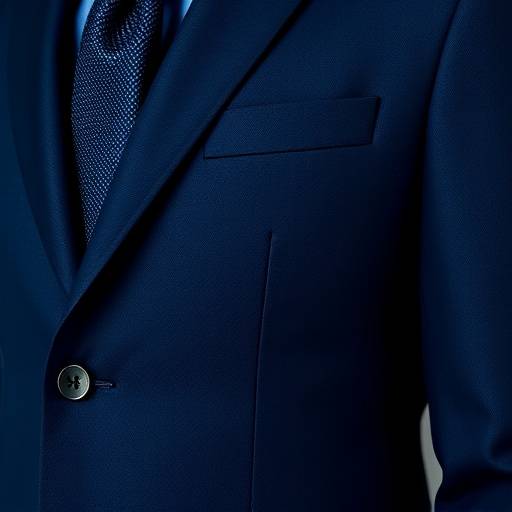 A classic navy blue bespoke business suit with a subtle texture, showing a well-tailored jacket and trousers.