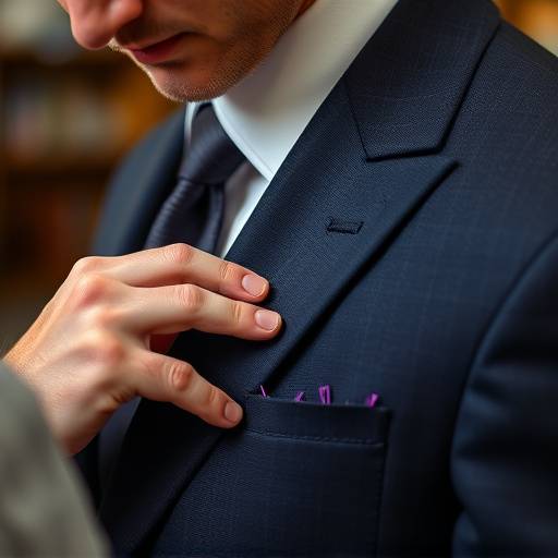 A skilled tailor meticulously stitching a suit lapel